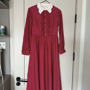 & Other Stories Red Polka Dot Midi Dress